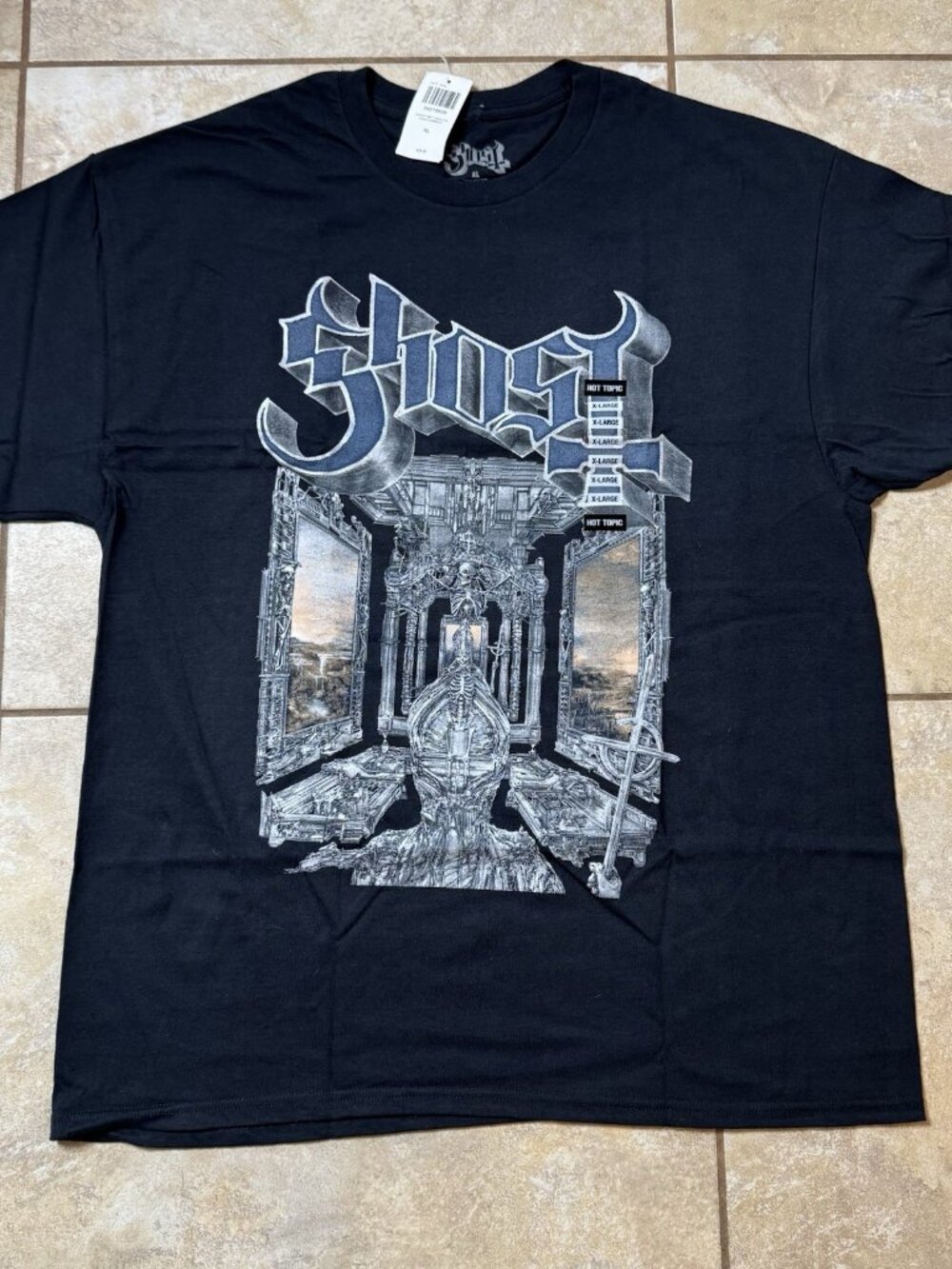 Ghost Skeletá Glitter Shimmer T-Shirt Size X-LARGE New With Tags